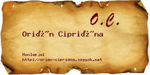 Orián Cipriána névjegykártya
